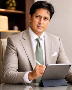 Dr Pavan Sonar, trusted and experienced psychiatrist in Mumbai, writing on iPad with calm and confident expression during consultation