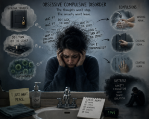 A person suffering and having distress because of various symptoms of Obsessive Compulsive Disorder